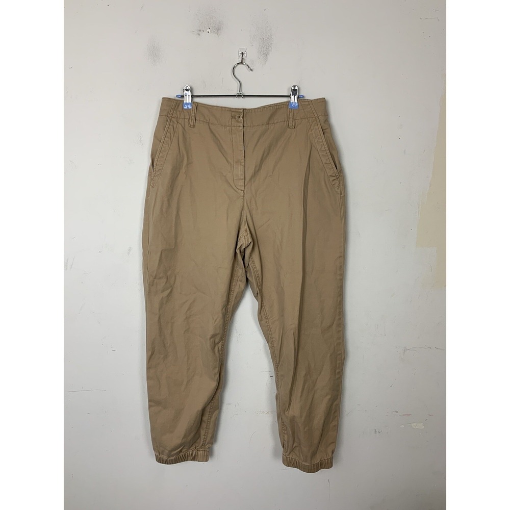 Talbots Womens Pants Large Beige Khaki Baggy Capsule Basic Elastic Waist Joggers